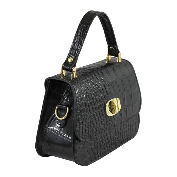 Geantă din piele Chicca Borse Caroline, negru-image-1
