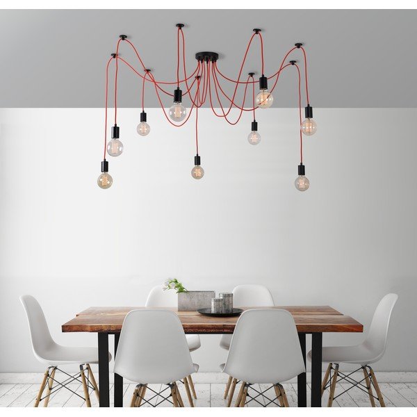 Lustră cu nouă brațe Filament Style Spider, roșu-image-1