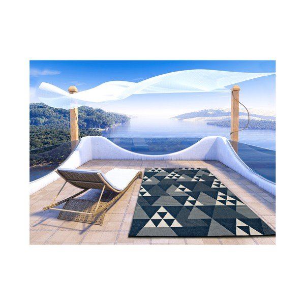 Covor pentru exterior Universal Clhoe Triangles, 140 x 200 cm, albastru-gri-image-2