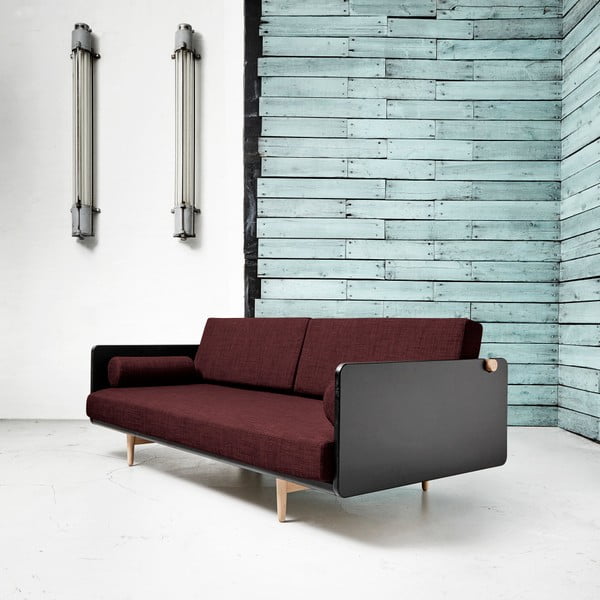 Canapea extensibilă Karup Deva Black/Raw Oak/Passion Red-image-4