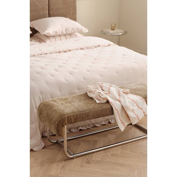 Bancă maro din metal/capitonată cu tapițerie din chenille Mindy – Ellos Home-image-1