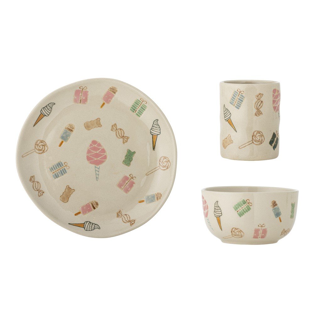 Set de veselă pentru copii 3 buc. din gresie Sweets – Bloomingville Mini
