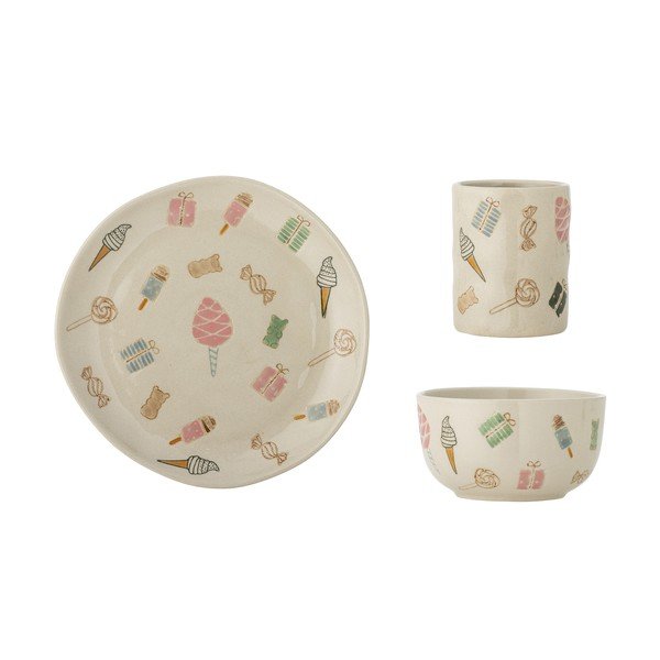 Set de veselă pentru copii 3 buc. din gresie Sweets – Bloomingville Mini