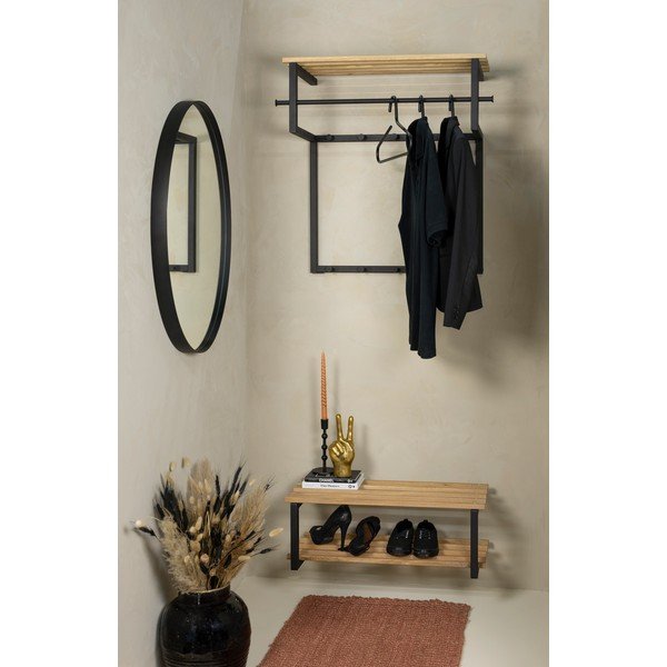 Cuier de perete negru/în culoare naturală cu raft din metal 76 cm Rizzoli – Spinder Design-image-1