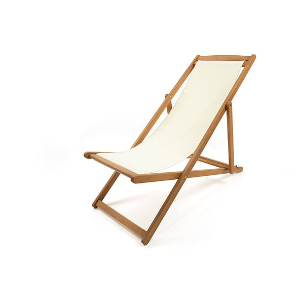 Șezlong de grădină pliabil din lemn de acacia Bonami Essentials Deck, bej-image-3