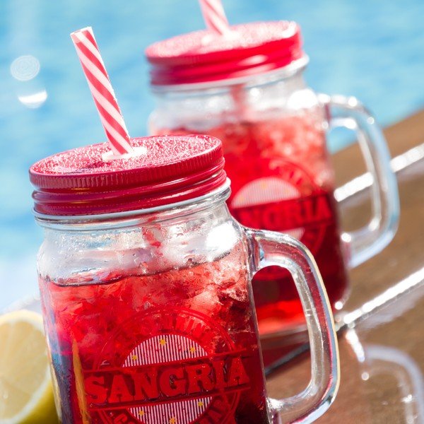 Cană cu pai și capac InnovaGoods Sangria, 450 ml, roșu-image-1
