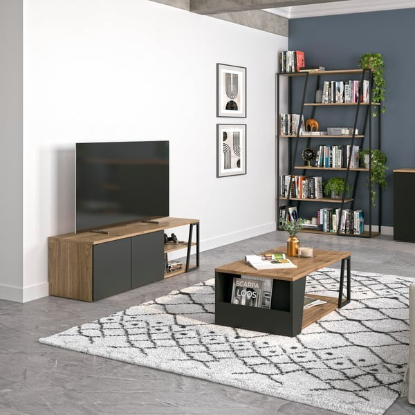 Măsuță de cafea cu blat cu aspect de lemn de nuc 100x55 cm Albi TemaHome-image-1