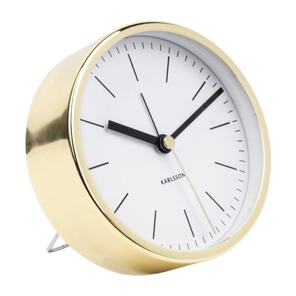 Ceas de masă Karlsson Minimal, ⌀ 10 cm, alb cu detalii aurii