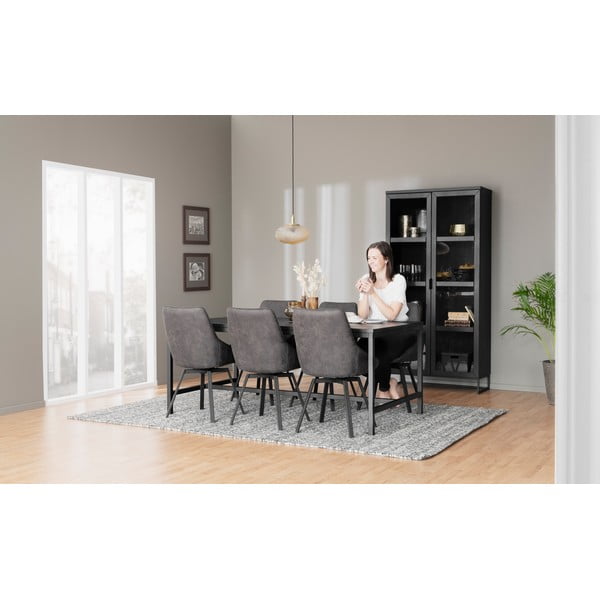 Vitrină neagră din lemn masiv de stejar 95x195 cm Everett - Rowico-image-1