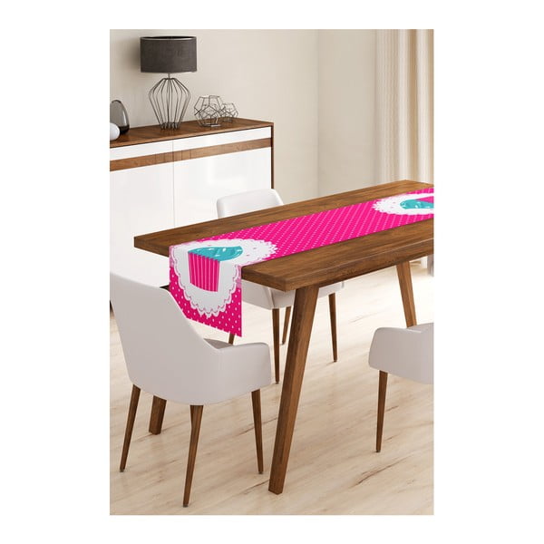 Napron din microfibră pentru masă Minimalist Cushion Covers Pink Cupcake, 45 x 145 cm