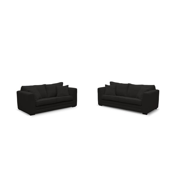 Set 2 canapele cu 2 și 3 locuri Rodier Taffetas, negru