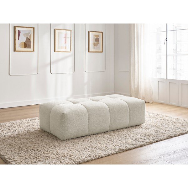 Taburet alb cu tapițerie din chenille Everest – Bobochic Paris-image-1
