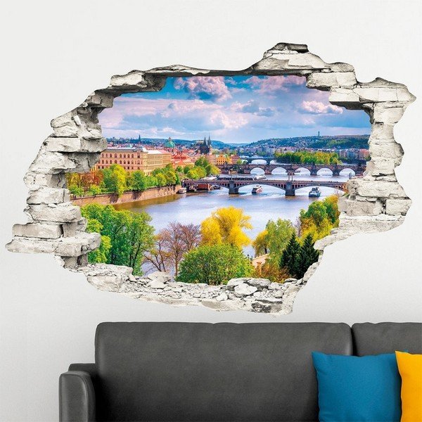 Autocolant perete 3D Ambiance Praga Jaro, 90 x 60 cm-image-1