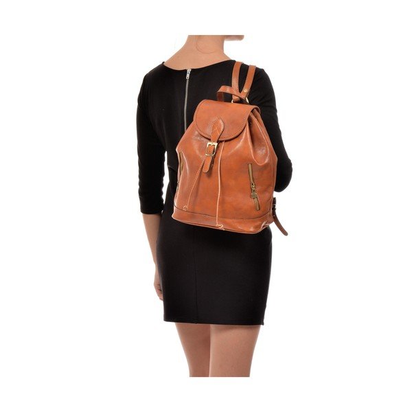 Rucsac din piele Sofia Cardoni Cindy, maro coniac-image-4