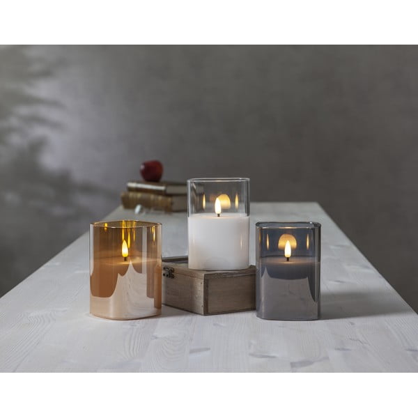 Lumânare de ceară cu LED Star Trading Flamme, înălțime 12,5 cm, gri-image-2