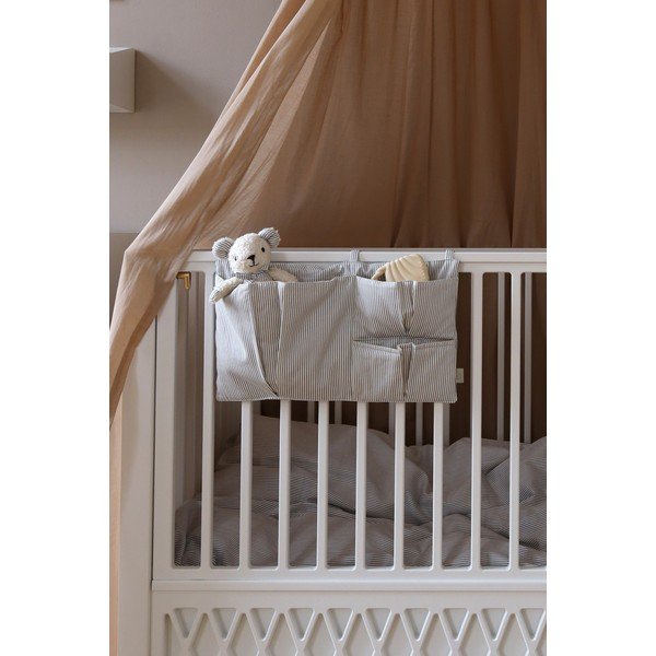 Buzunar pentru pătuț albastru deschis din bumbac organic 42 cm Classic Stripes Blue – Cam Cam Copenhagen-image-1