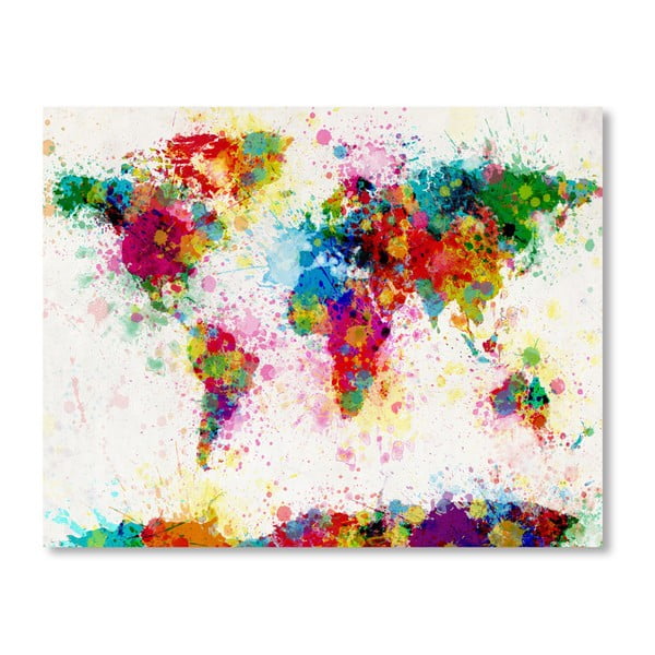 Poster cu harta lumii Americanflat Explose, 60 x 42 cm, multicolor