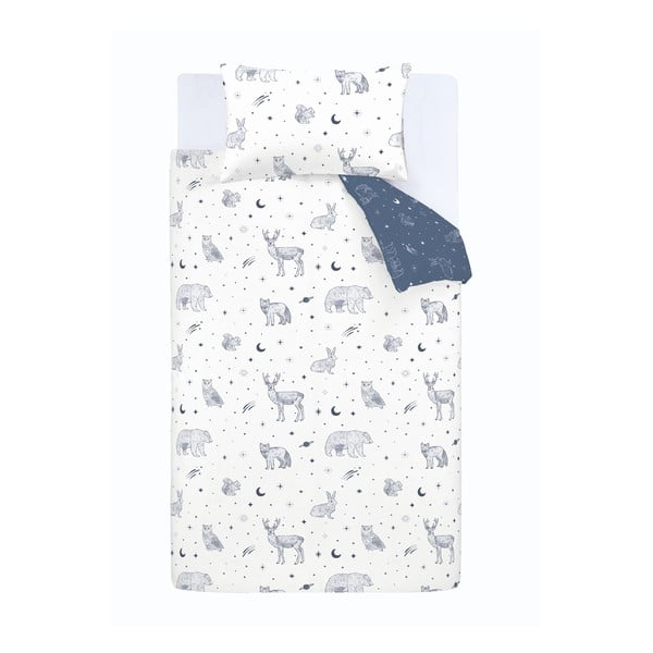 Lenjerie de pat pentru copii din flanelă pentru pat de o persoană 135x200 cm Starlight Animals – Bianca
