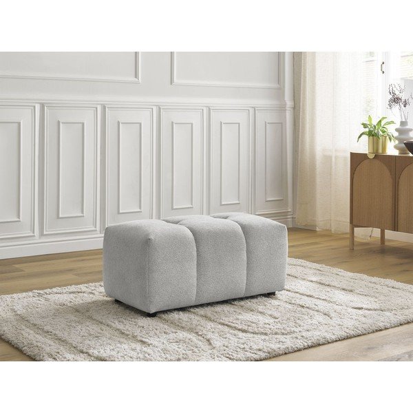 Taburet gri deschis cu tapițerie din chenille Roxelane – Bobochic Paris-image-1