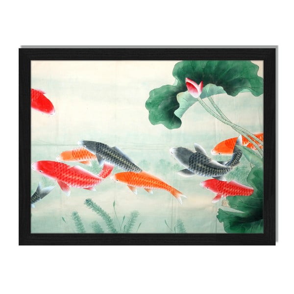 Tablou înrămat Liv Corday Asian Koi Fish Pond, 30 x 40 cm