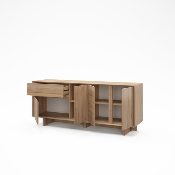 Comodă în culoare naturală cu aspect de lemn de stejar 180x76x45 cm Carpi – Marckeric-image-3