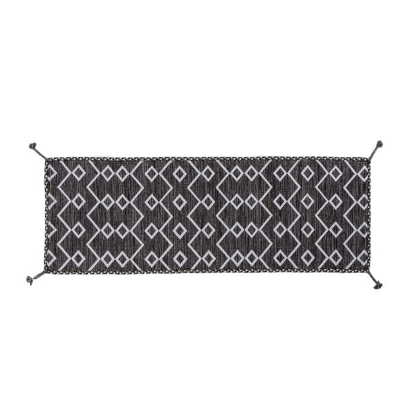 Covor țesut manual Navaei & Co Kilim Ethnic 104, 180 x 60 cm, alb-negru