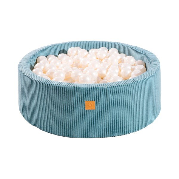 Piscină cu bile turcoaz din catifea reiată ø 90x30 cm Montessori – Meowbaby