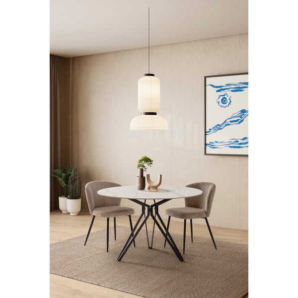 Scaune de dining bej 4 buc. din catifea reiată Megan – Marckeric-image-1