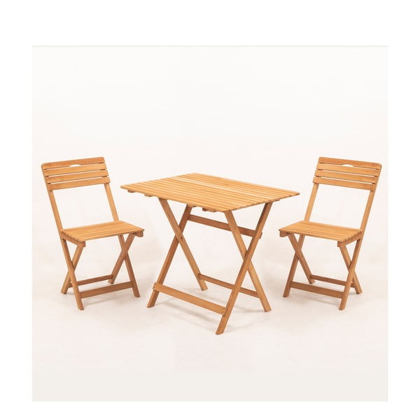 Set de dining pentru grădină natural  din lemn   de fag pentru 2 persoane – Floriane Garden-image-1