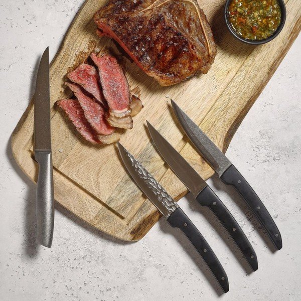 Set de cuțite pentru friptură negru/argintiu din oțel 4 buc. Carne – BonBistro-image-2