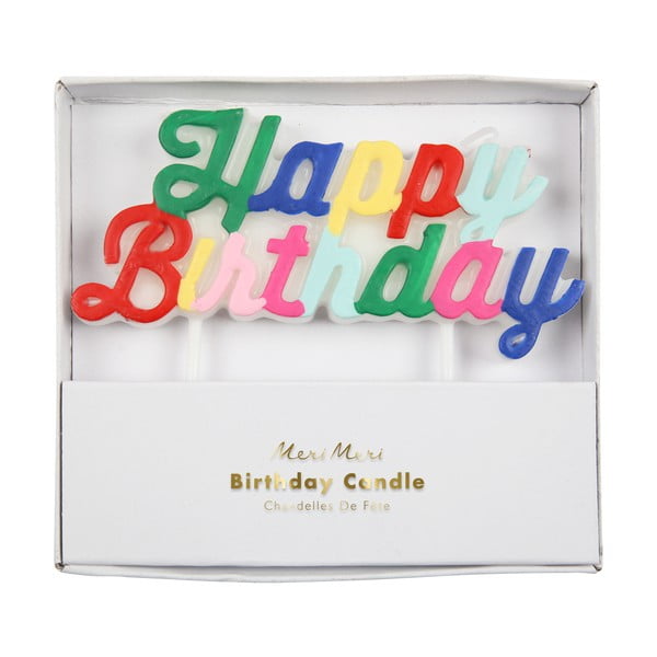 Lumânare pentru tort Multicolor Happy Birthday – Meri Meri