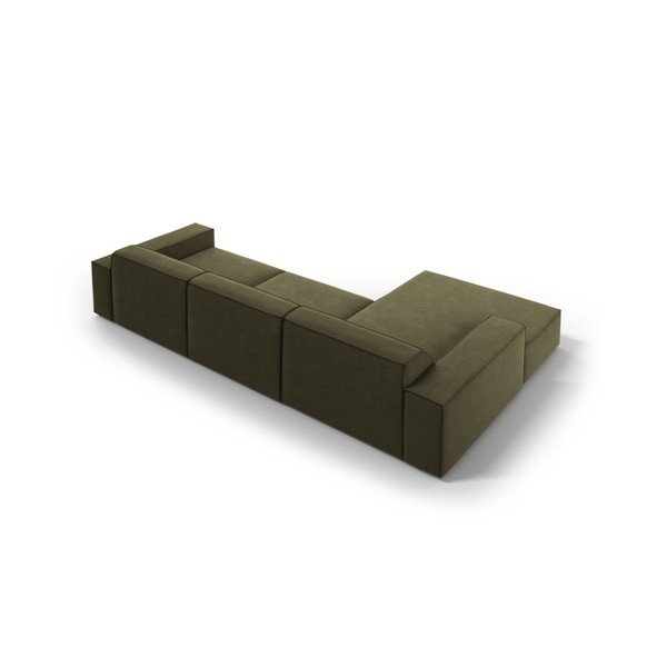 Colțar modular kaki cu tapițerie din catifea (cu colț pe partea stângă/cu șezlong) Jodie – Micadoni -image-3