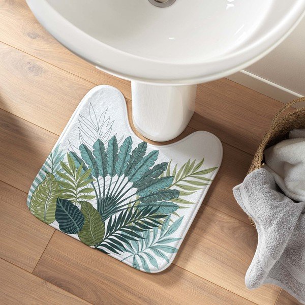 Covoraș de baie alb-verde pentru WC 45x45 cm Panazio – douceur d'intérieur-image-1