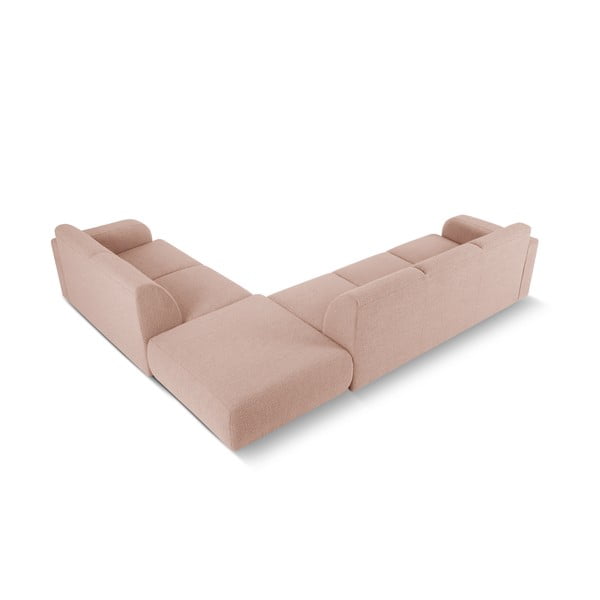 Colțar roz cu tapițerie din stofă bouclé (colț dreapta) Molino – Micadoni Home-image-3