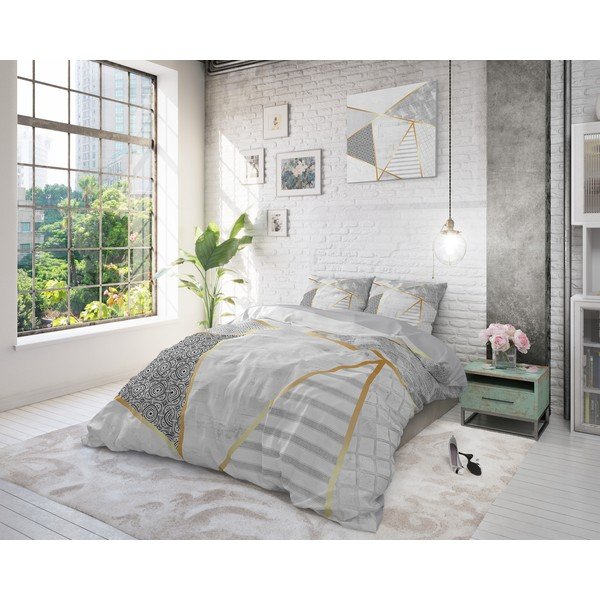 Lenjerie din bumbac pentru pat dublu Pure Cotton Graphic, 200 x 200/220 cm-image-3