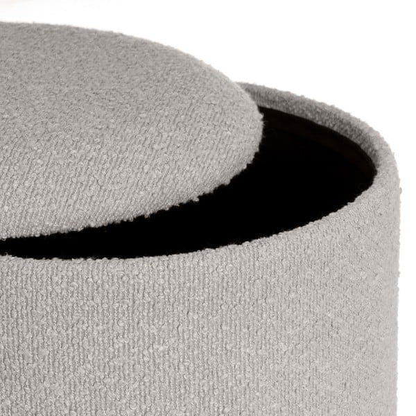 Pufuri gri-deschis 2 buc. cu tapițerie din țesătură bouclé – Casa Selección-image-1