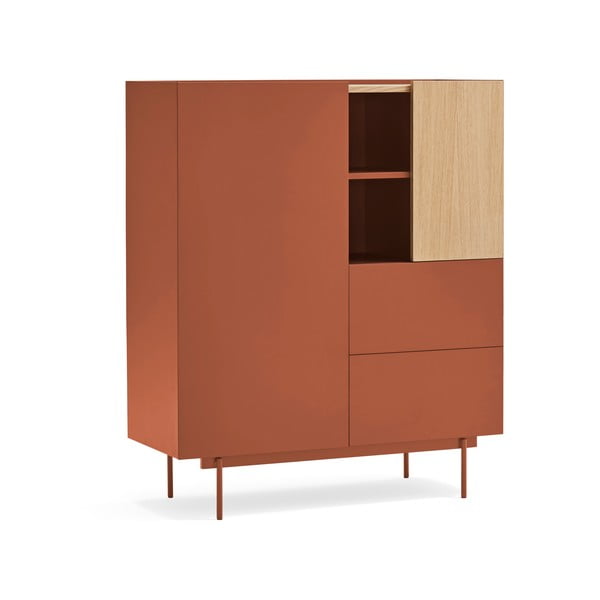 Comodă cărămiziu-natural înaltă cu aspect de lemn de stejar 100x120 cm Otto – Teulat-image-2