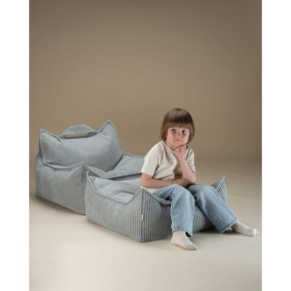 Fotoliu puf pentru copii verde mentă cu tapițerie din catifea reiată Chair – Wigiwama-image-2