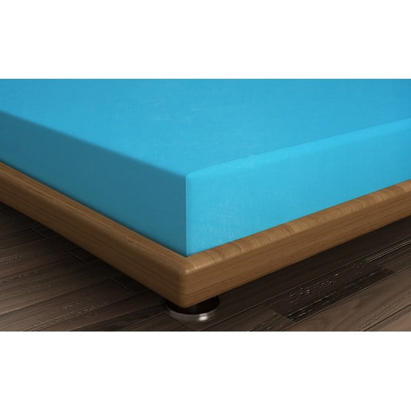 Cearceaf albastru din bumbac cu elastic 160x200 cm - Mijolnir-image-1