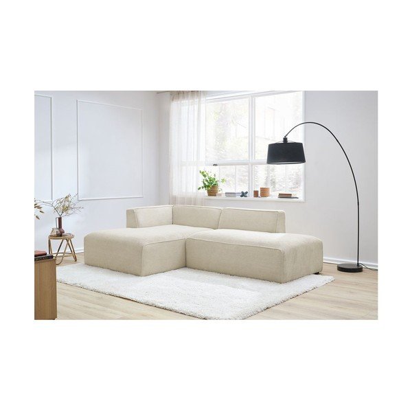 Colțar modular bej cu tapițerie din catifea reiată  (cu colț pe partea stângă/în formă de ”L”) Megeve – Bobochic Paris-image-3