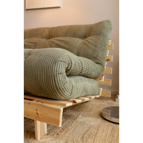 Fotoliu verde extensibil de tip futon cu tapițerie din catifea reiată Roots – Karup-image-1