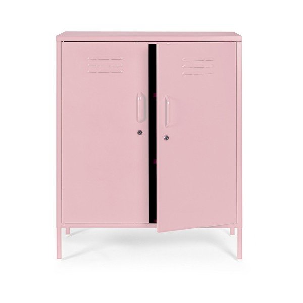 Dulap roz deschis din metal cu încuietoare 80x101,5x40 cm Cambridge – Yes Everyday-image-1