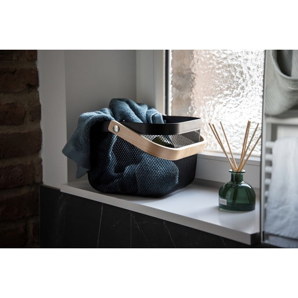 Organizator cu mâner din bambus pentru baie Wenko, negru-image-4