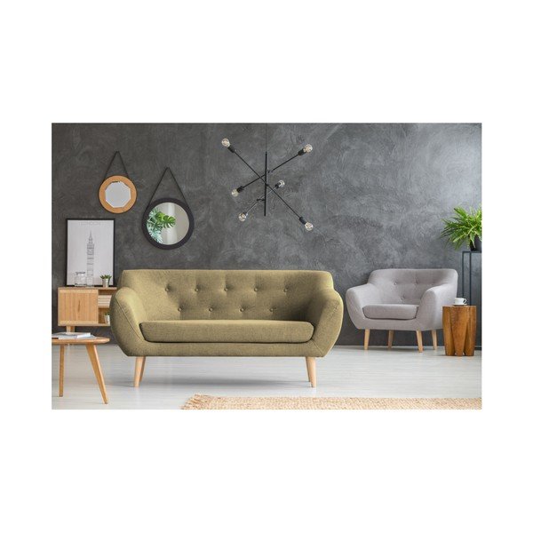 Canapea cu 2 locuri și picioare de culoare deschisă Mazzini Sofas Sicile, maro-image-4