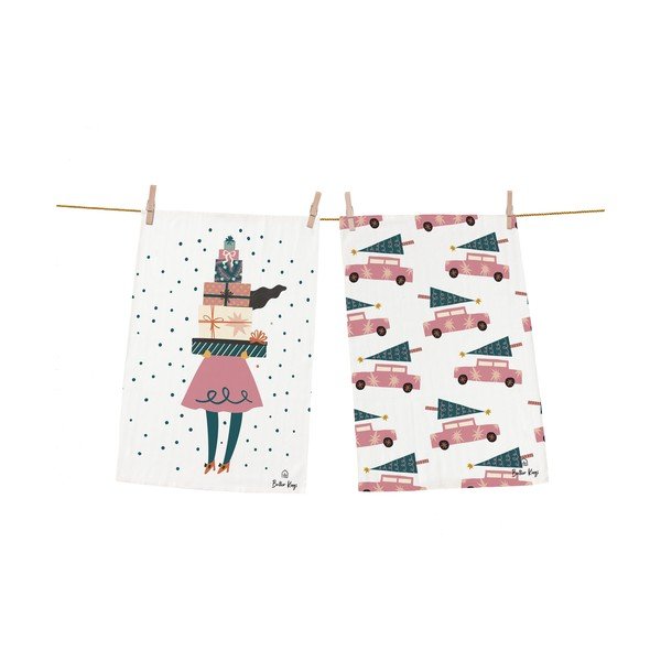 Prosoape de vase 2 buc. din bumbac 50x70 cm  cu model de Crăciun A Lots of Gifts – Butter Kings