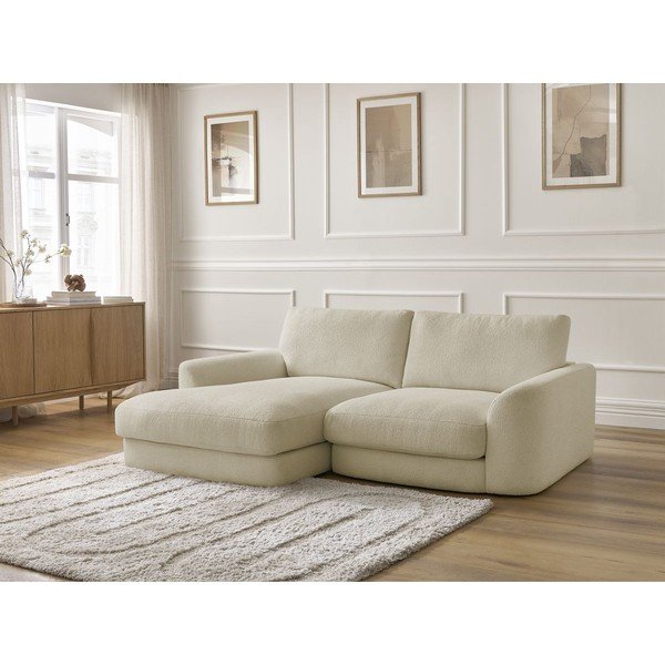 Colțar bej cu tapițerie din țesătură bouclé (cu colț pe partea stângă/cu șezlong) Leonore – Bobochic Paris-image-4