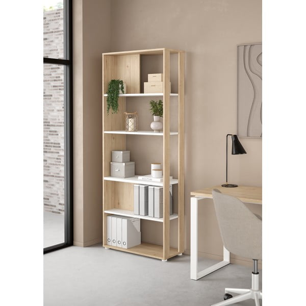 Bibliotecă albă/cu  aspect de lemn de stejar 80x205 cm Sign – Tvilum-image-1