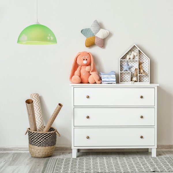 Lustră pentru copii verde cu abajur din sticlă ø 30 cm Day & Night – LAMKUR-image-2