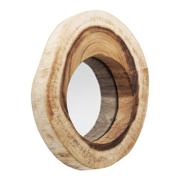 Oglindă perete  Kare Design Root, Ø 30 cm, din lemn de tec