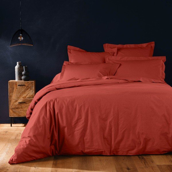 Husă de pilotă cărămizie din bumbac pentru pat dublu/extinsă 240x220 cm Lina – douceur d'intérieur-image-1